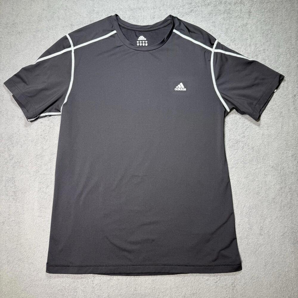 Adidas‎ Mens XL Black Climalite Running Training T-Shirt Reflective Logo